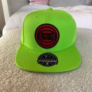 Mitchell & Ness Detroit Pistons Lime Green Fitted Hat | Size 7 1/4